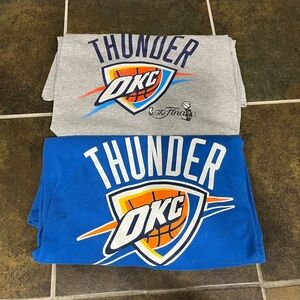 Lot of 2 Blue and Gray Thunder OKC Men's Short Sleeve Tees Sz XXL
